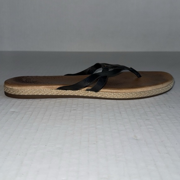 Ugg Black Leather Straps And Jute Flip Flop Sandals - Picture 6 of 12